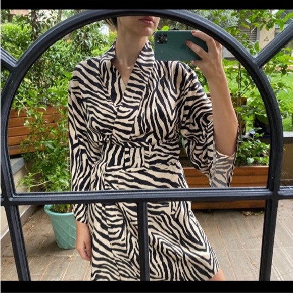 Zebra Print Kimono with detachable Belt - Picture 3 of 5